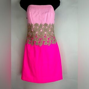 Lilly Pulitzer Kade Pink Strapless Mini Dress Size 0